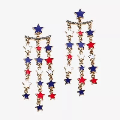 Mixit 4th Of July Fringe Womens Star Chandelier Earrings