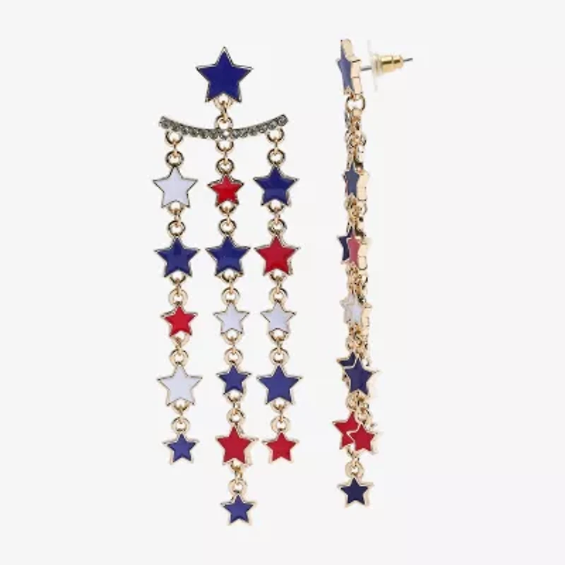 Mixit 4th Of July Fringe Womens Star Chandelier Earrings
