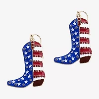 Mixit American Flag Cowboy Boot Womens Star Drop Earrings