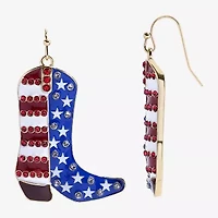 Mixit American Flag Cowboy Boot Womens Star Drop Earrings