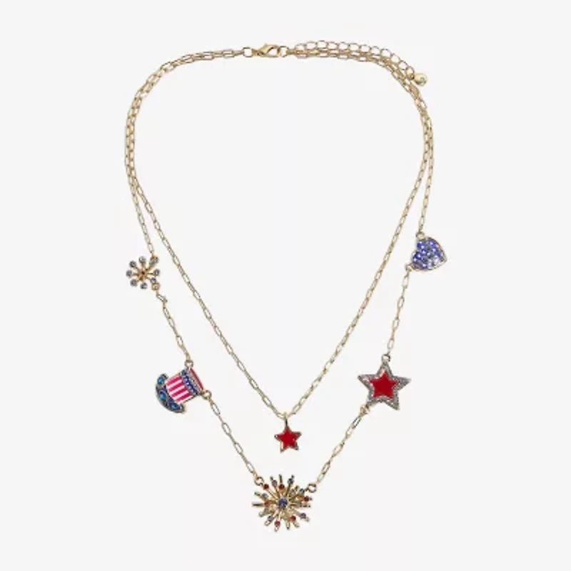 Mixit 4th Of July Layered Charm Womens 18 Inch Strand Necklace