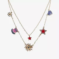 Mixit 4th Of July Layered Charm Womens 18 Inch Strand Necklace