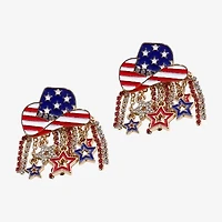 Mixit 4th Of July Cowboy Hat Fringe Womens Star Drop Earrings