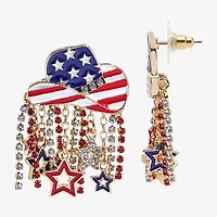 Mixit 4th Of July Cowboy Hat Fringe Womens Star Drop Earrings