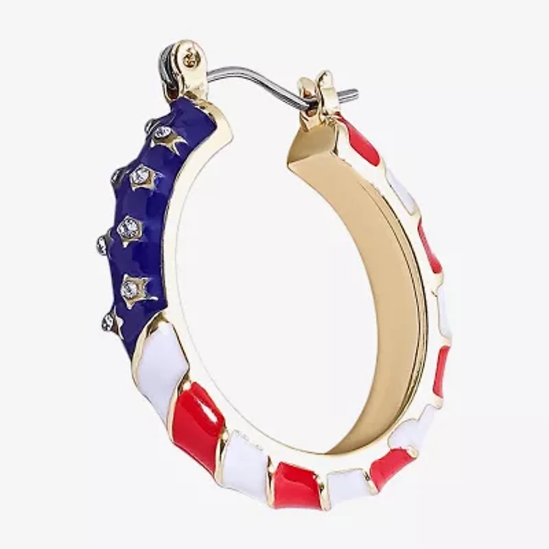 Mixit American Flag Womens 1 Inch Star Hoop Earrings