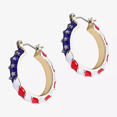 Mixit American Flag Womens 1 Inch Star Hoop Earrings