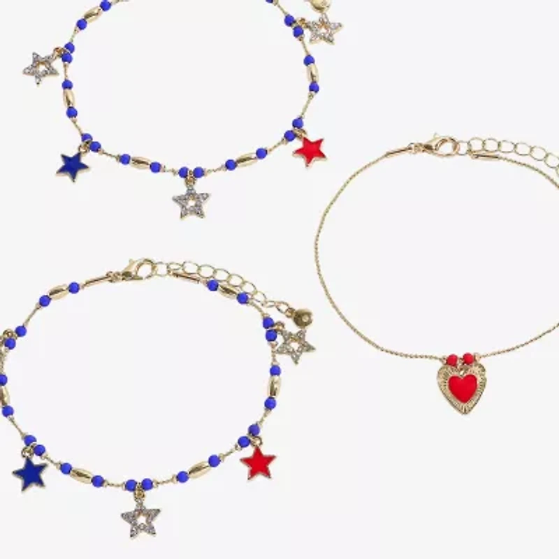 Mixit 4th Of July Charm Womens 3-pc. Bracelet Set