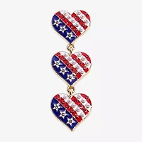 Mixit American Flag Womens Heart Star Drop Earrings