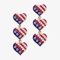 Mixit American Flag Womens Heart Star Drop Earrings