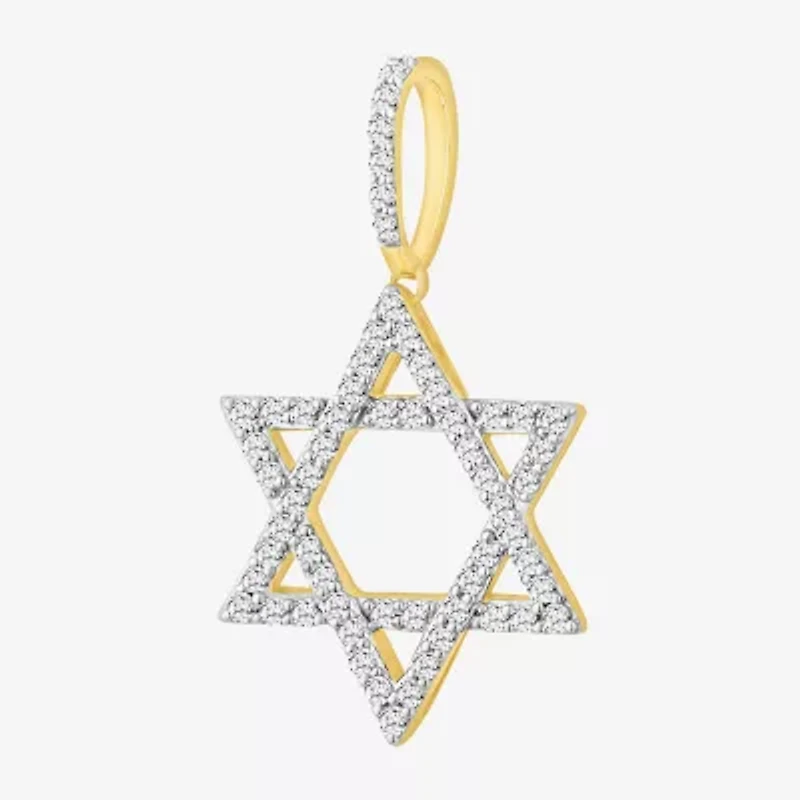 Star Of David (J / I3) Mens 3/4 CT. T.W. Natural White Diamond 10K Gold Star Pendant