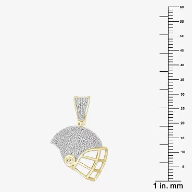 J / I3) Mens 1/ CT. T.W. Natural White Diamond 10K Gold Over Silver Pendant