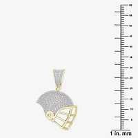 J / I3) Mens 1/ CT. T.W. Natural White Diamond 10K Gold Over Silver Pendant