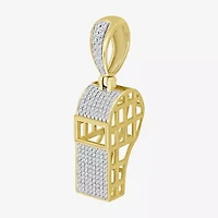 J / I3) Mens 1/ CT. T.W. Natural White Diamond 10K Gold Over Silver Pendant