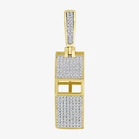 J / I3) Mens 1/ CT. T.W. Natural White Diamond 10K Gold Over Silver Pendant