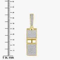 J / I3) Mens 1/ CT. T.W. Natural White Diamond 10K Gold Over Silver Pendant