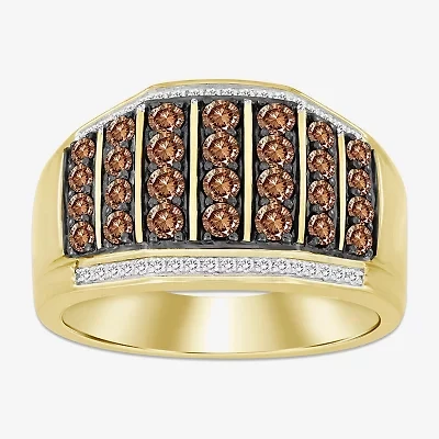 (Brown / I3) Mens 1 CT. T.W. Natural Champagne Diamond 10K Gold Cocktail Ring