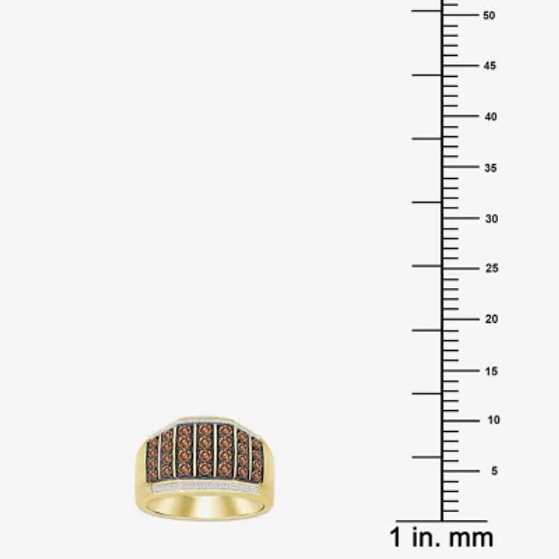 (Brown / I3) Mens 1 CT. T.W. Natural Champagne Diamond 10K Gold Cocktail Ring