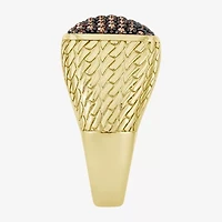 (Brown / I3) Mens 1 CT. T.W. Natural Champagne Diamond 10K Gold Cushion Cocktail Ring