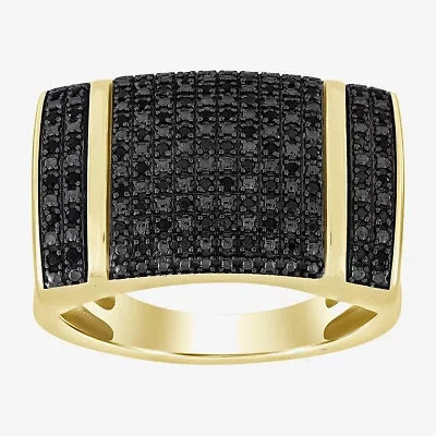 Black / I3) Mens 1/ CT. T.W. Natural Black Diamond 10K Gold Cocktail Ring