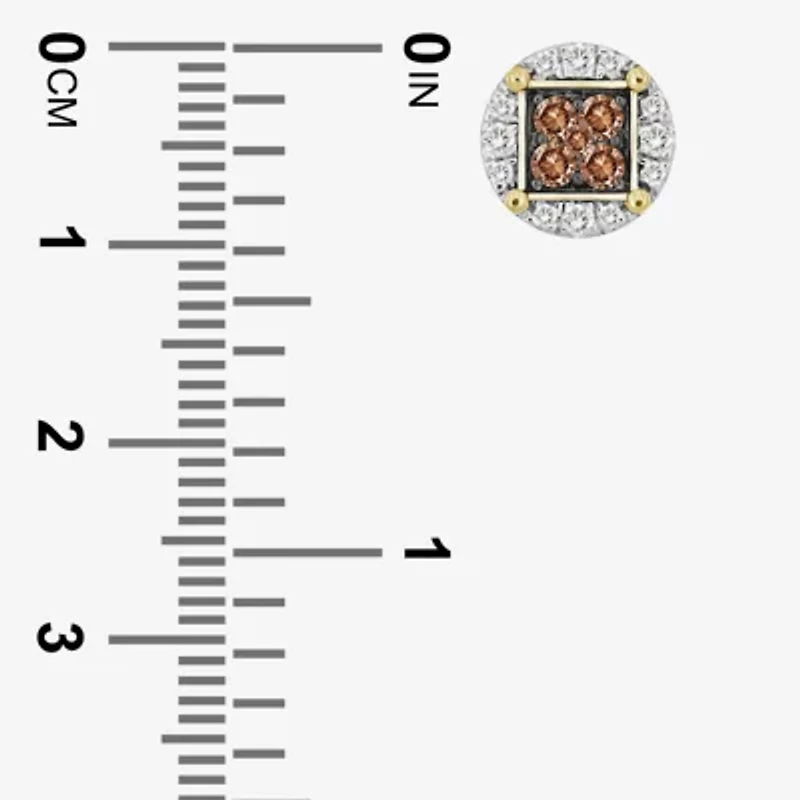 (Brown / I3) 3/4 CT. T.W. Natural Champagne Diamond 10K Gold 10mm Round Stud Earrings