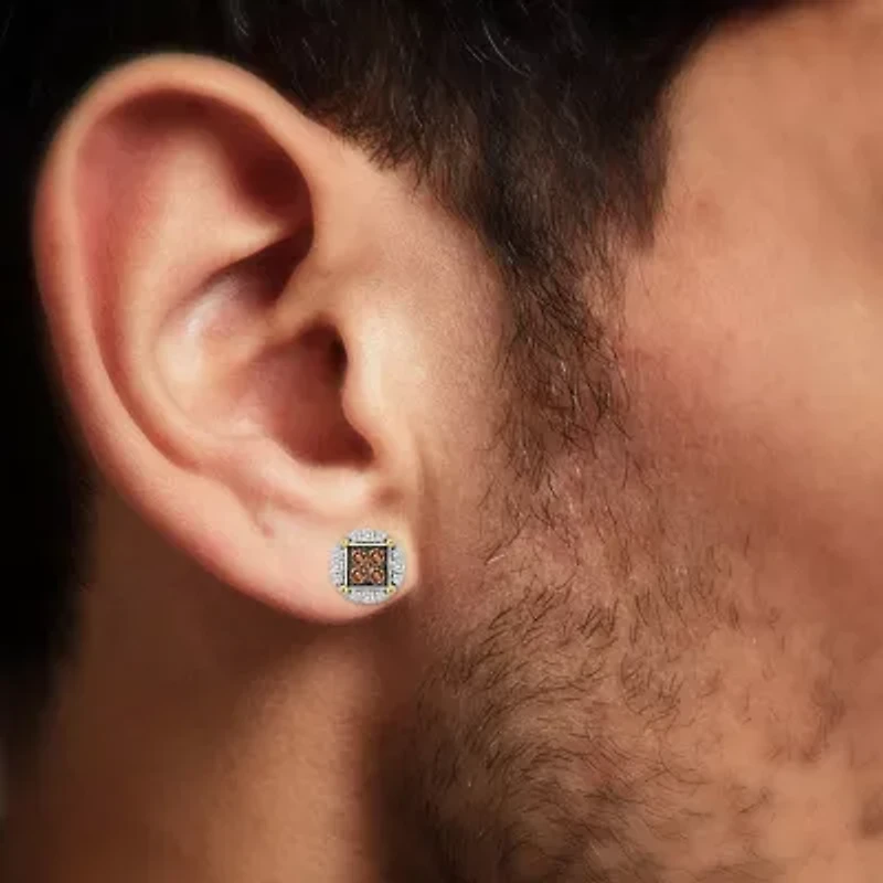 (Brown / I3) 3/4 CT. T.W. Natural Champagne Diamond 10K Gold 10mm Round Stud Earrings