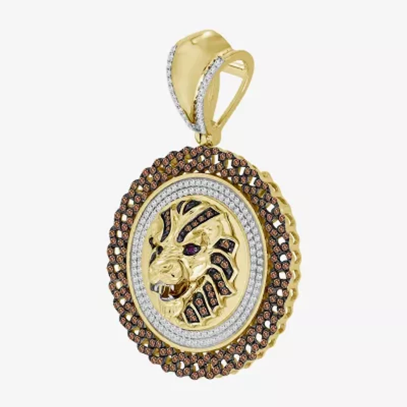 (Brown / I3) Mens 1 1/4 CT. T.W. Natural Champagne Diamond 10K Gold Pendant