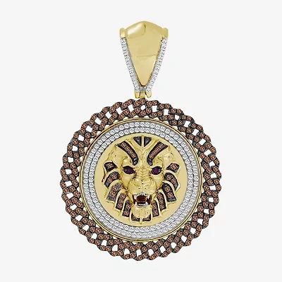 (Brown / I3) Mens 1 1/4 CT. T.W. Natural Champagne Diamond 10K Gold Pendant