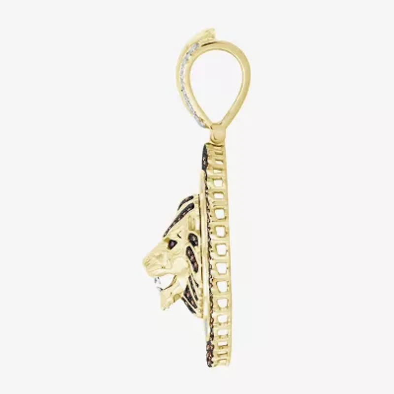(Brown / I3) Mens 1 1/4 CT. T.W. Natural Champagne Diamond 10K Gold Pendant