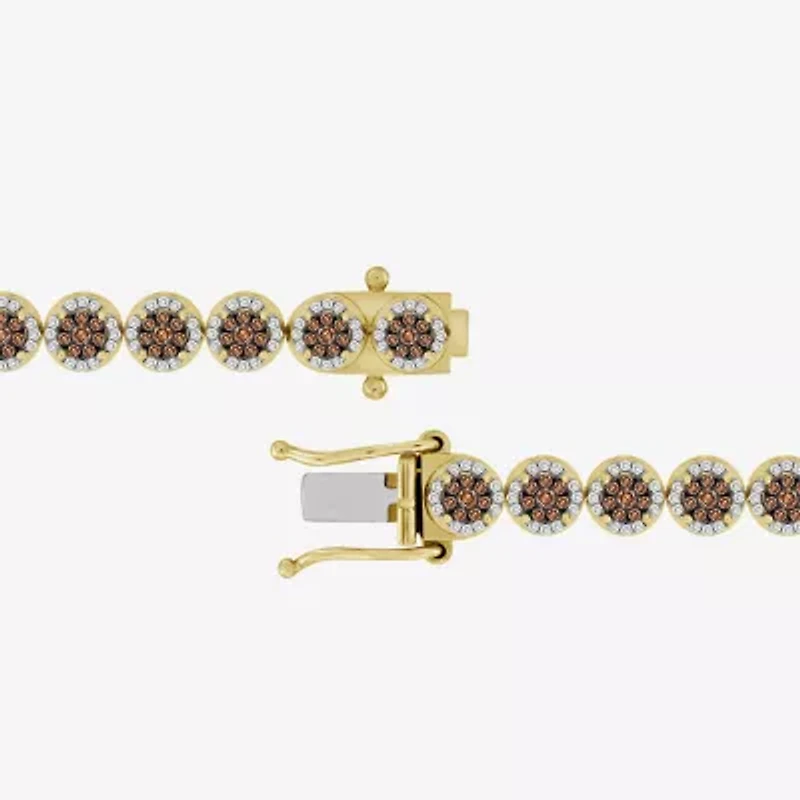 (Brown / I3) Mens 2 1/2 CT. T.W. Natural Champagne Diamond 10K Gold Tennis Bracelet