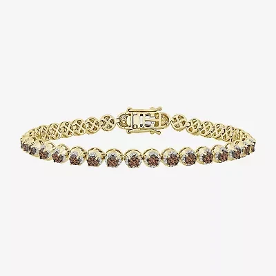 (Brown / I3) Mens 2 1/2 CT. T.W. Natural Champagne Diamond 10K Gold Tennis Bracelet