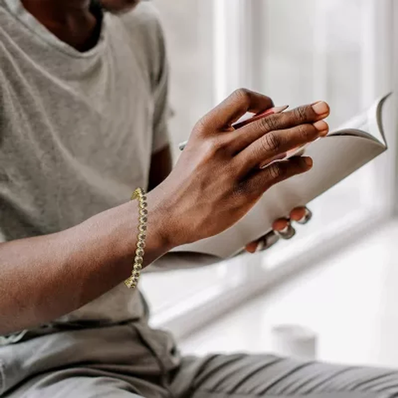 (Brown / I3) Mens 2 1/2 CT. T.W. Natural Champagne Diamond 10K Gold Tennis Bracelet