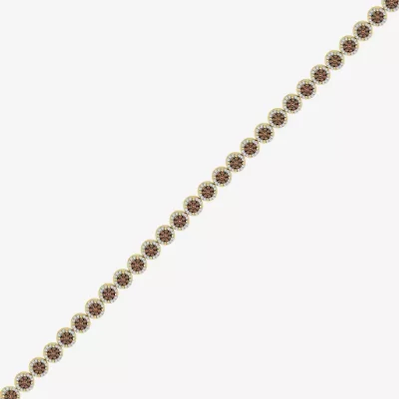(Brown / I3) Mens 2 1/2 CT. T.W. Natural Champagne Diamond 10K Gold Tennis Bracelet