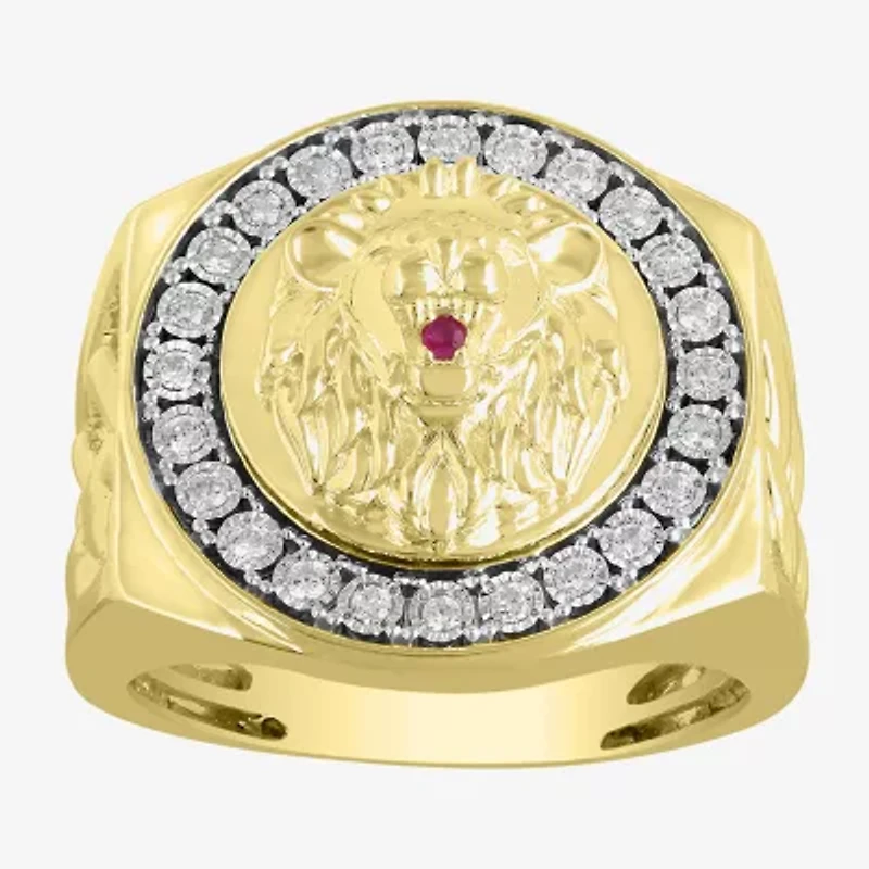 (J / I3) Mens 1/4 CT. T.W. Natural White Diamond 10K Gold Cocktail Ring