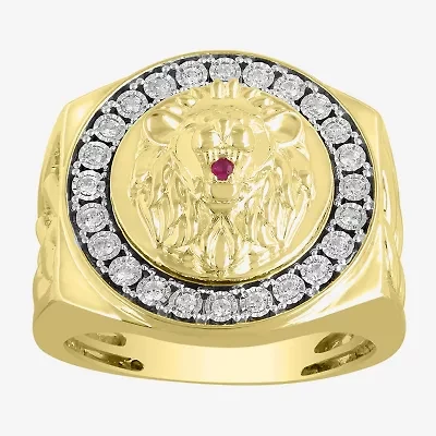 J / I3) Mens 1/ CT. T.W. Natural White Diamond 10K Gold Cocktail Ring