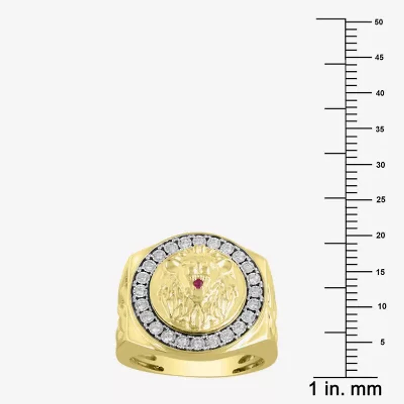 (J / I3) Mens 1/4 CT. T.W. Natural White Diamond 10K Gold Cocktail Ring