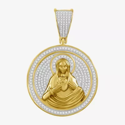 J / I3) Mens 1/ CT. T.W. Natural White Diamond 10K Gold Pendant