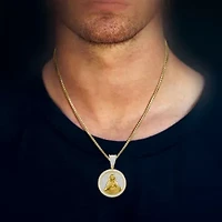 J / I3) Mens 1/ CT. T.W. Natural White Diamond 10K Gold Pendant