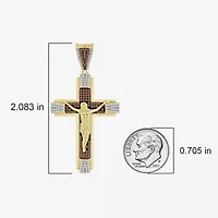 Crucifix (Brown / I3) Mens 1/2 CT. T.W. Natural Champagne Diamond 10K Gold Cross Pendant