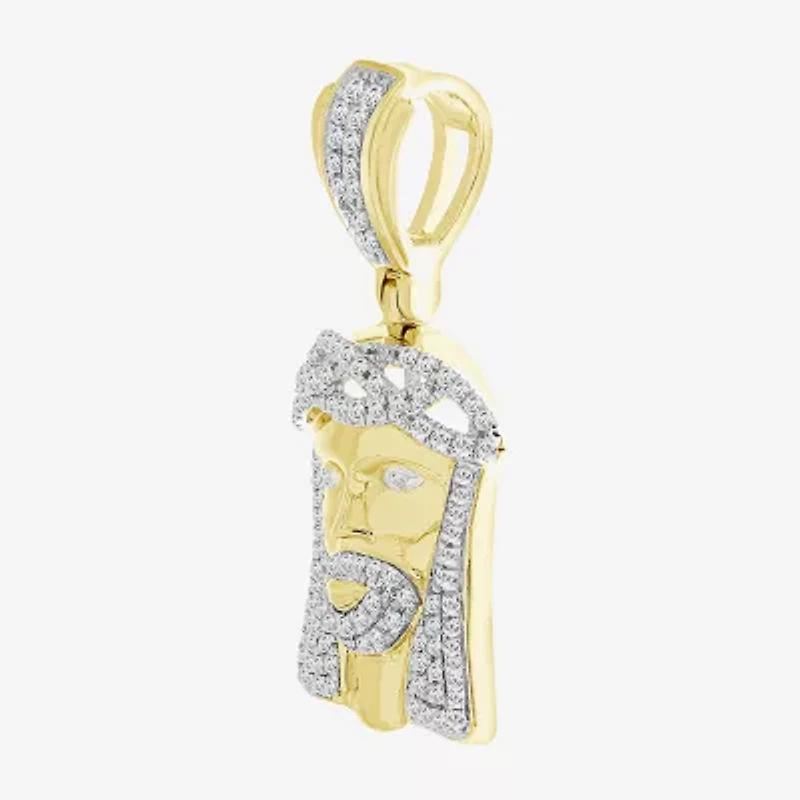 (J / I3) Mens 1/3 CT. T.W. Natural White Diamond 10K Gold Pendant