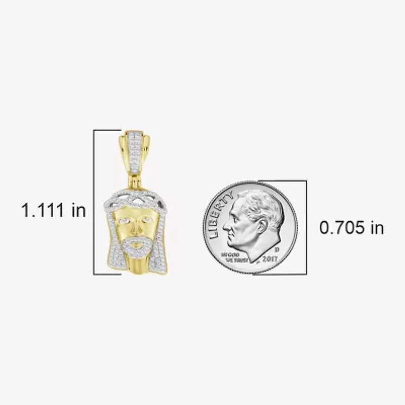 (J / I3) Mens 1/3 CT. T.W. Natural White Diamond 10K Gold Pendant