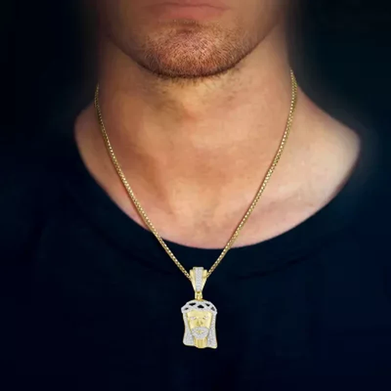 (J / I3) Mens 1/3 CT. T.W. Natural White Diamond 10K Gold Pendant