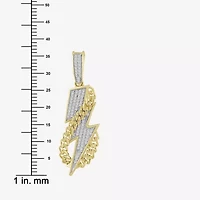J / I3) Mens 1/ CT. T.W. Natural White Diamond 10K Gold LIghtning Bolt Pendant