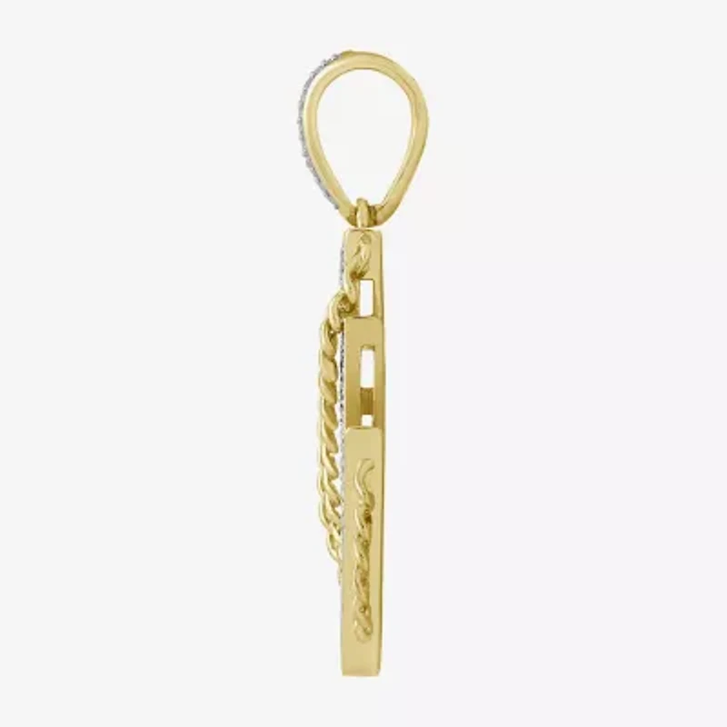 J / I3) Mens 1/ CT. T.W. Natural White Diamond 10K Gold LIghtning Bolt Pendant