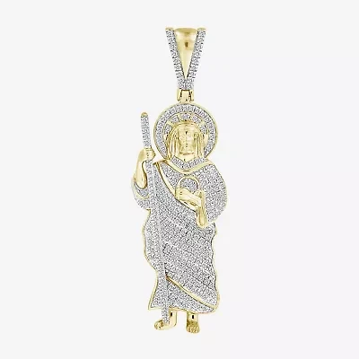 (J / I3) Mens 1/2 CT. T.W. Natural White Diamond 10K Gold Pendant