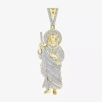 (J / I3) Mens 1/2 CT. T.W. Natural White Diamond 10K Gold Pendant