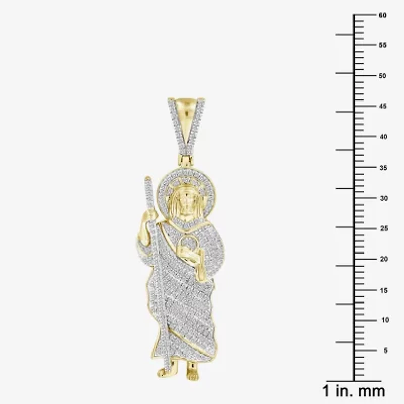 (J / I3) Mens 1/2 CT. T.W. Natural White Diamond 10K Gold Pendant