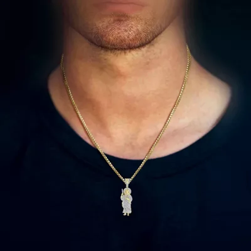 (J / I3) Mens 1/2 CT. T.W. Natural White Diamond 10K Gold Pendant