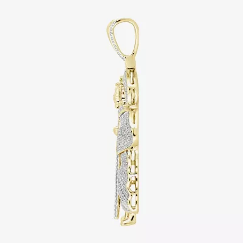(J / I3) Mens 1/2 CT. T.W. Natural White Diamond 10K Gold Pendant