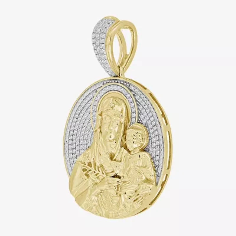 (J / I3) Mens 1/4 CT. T.W. Natural White Diamond 10K Gold Pendant