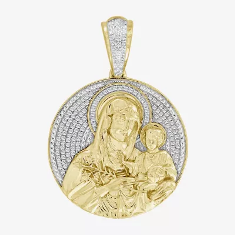 (J / I3) Mens 1/4 CT. T.W. Natural White Diamond 10K Gold Pendant